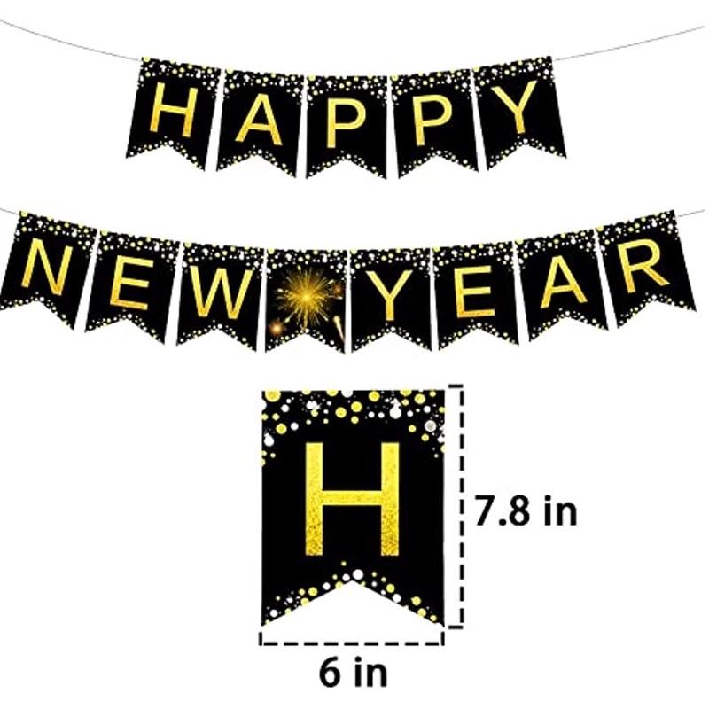 DÂY CỜ GIẤY TREO CHỮ HAPPY NEW YEAR PHỤ KIỆN TREO TRANG TRÍ TẾT NĂM MỚI
