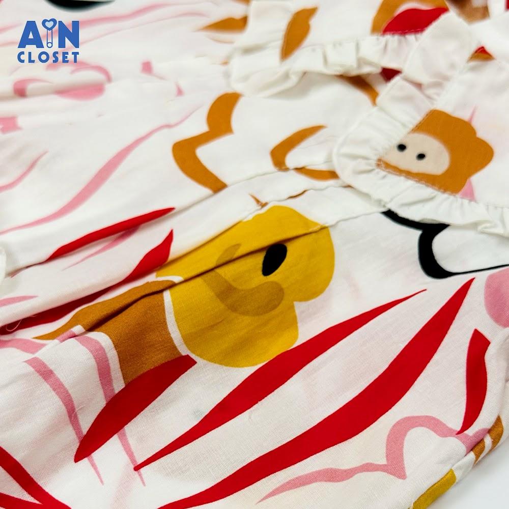 Đầm bé gái họa tiết hoa Dendro Vàng Đỏ cotton - AICDBGABJXDF - AIN Closet