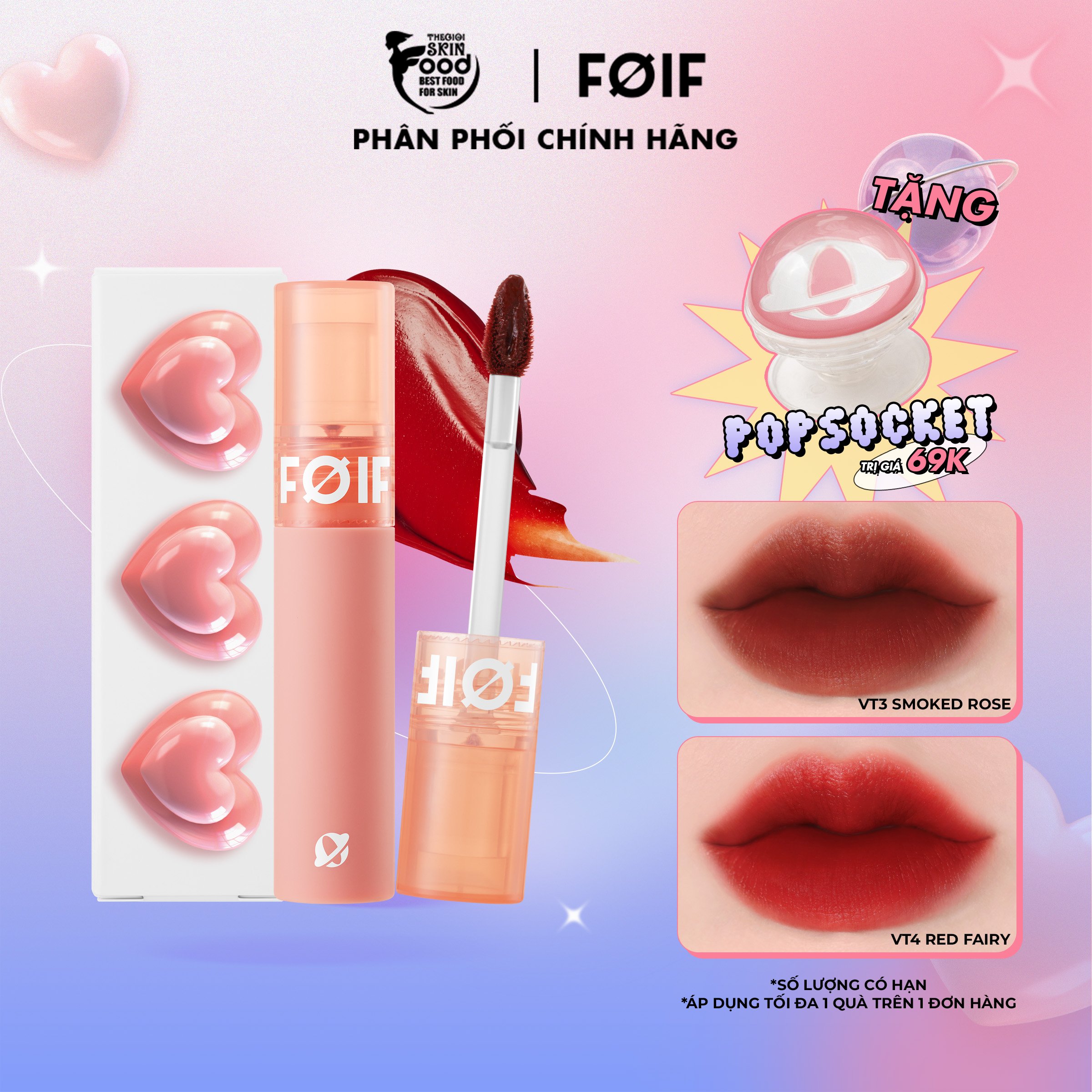 [FOIF by MERZY] Son Kem Lì Thuần Chay, Mịn Mượt Lâu Trôi Hàn Quốc Foif Daily Velvet Tint 3g