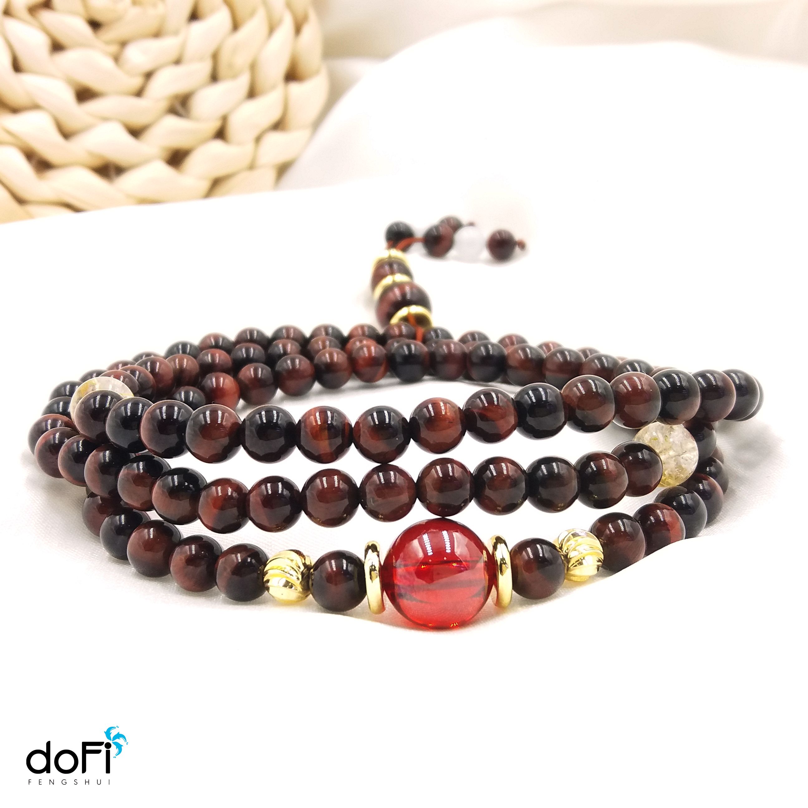 TRÀNG HẠT ĐÁ MẮT HỔ ĐỎ 6LI PHỐI TOPAZ ĐỎ