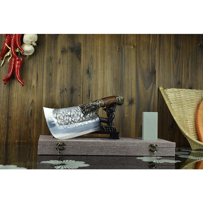 Dao bếp thái lọc,chặt gà không rỉ cao cấp, mặt dao hoa văn phong thủy,khâu đồng - D6 DT149 TC