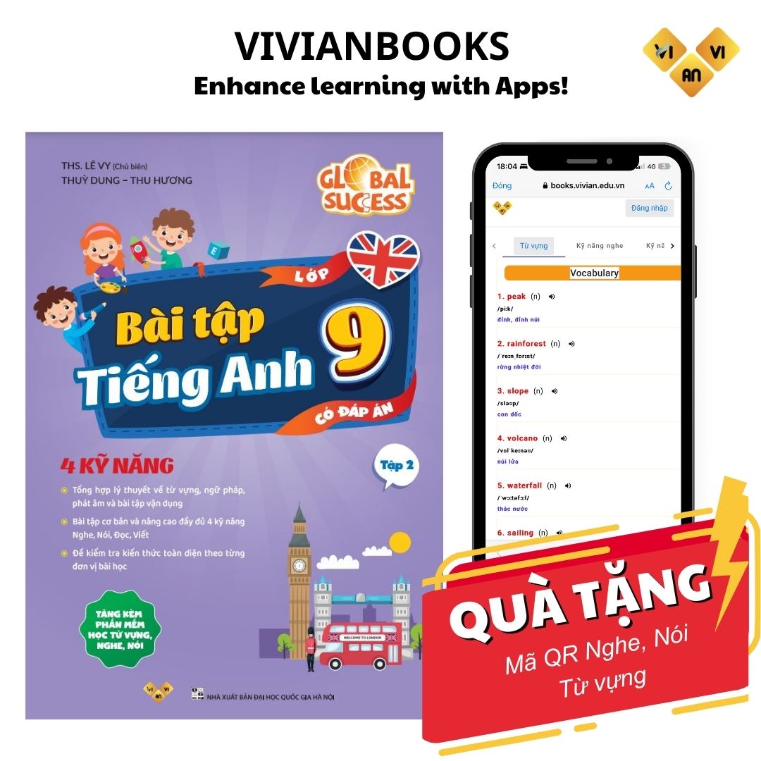 Bài tập tiếng Anh lớp 9, 4 kỹ năng Global Success (Có đáp án)  – ThS. Lê Vy – Anh ngữ Vivian