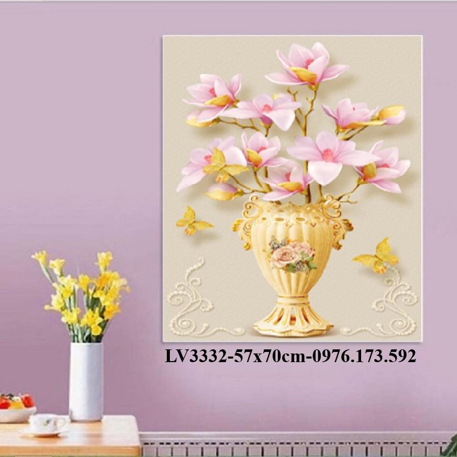 Tranh thêu chữ thập Bình Hoa Nghệ Thuật I 57x70cm I LV3332