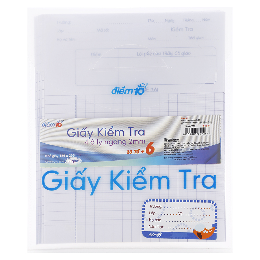 Giấy Kiểm Tra Thiên Long TP-GKT09 4 Ô Ly Ngang