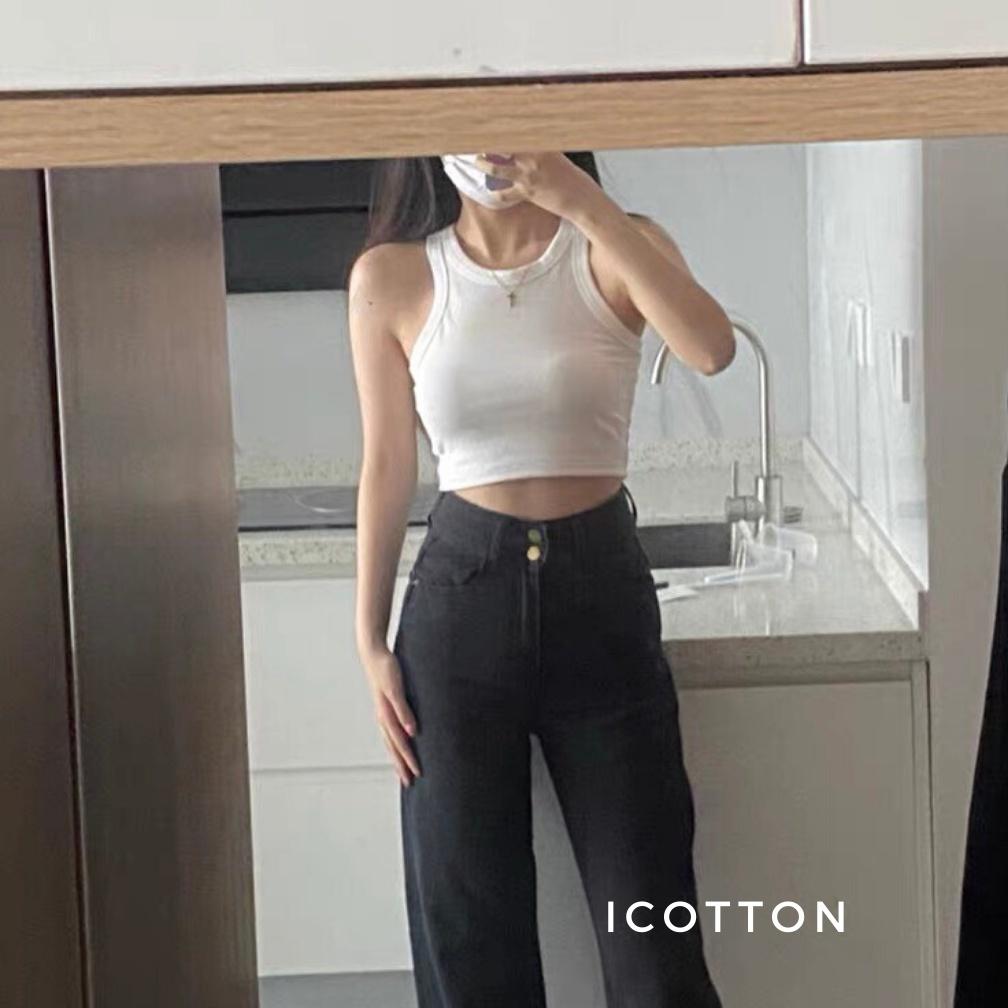 Áo croptop ba lỗ ️Icotton️ Áo tanktop dáng ngắn thể thao dày dặn, đẹp