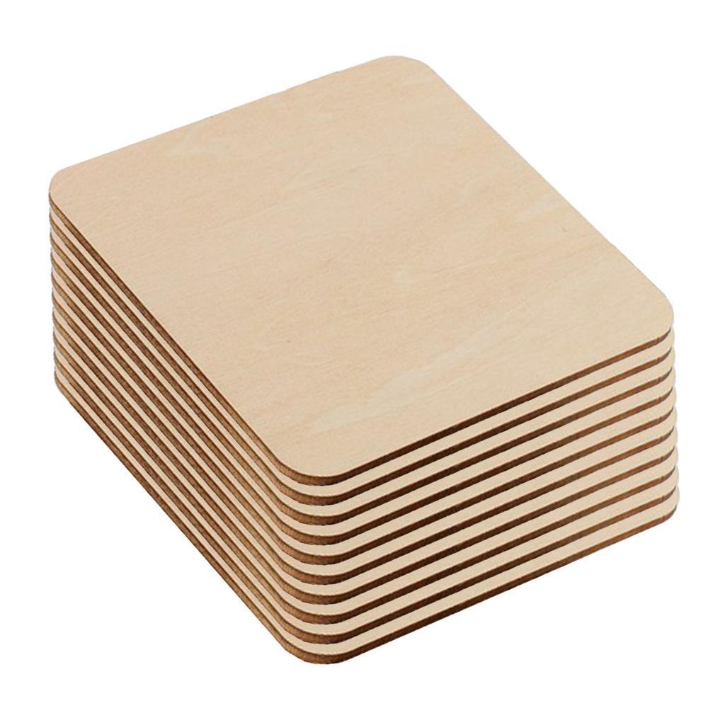 20x Blank Wood Natural Slices Wooden Squares Cutouts For DIY Crafts