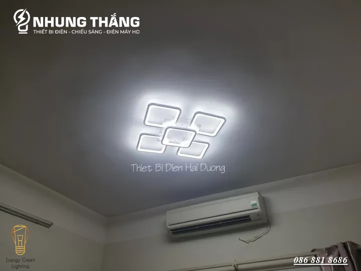 Đèn LED ốp trần Decor hình vuông NT027 - 3 Chế Độ Ánh Sáng - Tăng Giảm Ánh Sáng - Điều Khiển Từ Xa - Kết Nối Điện Thoại