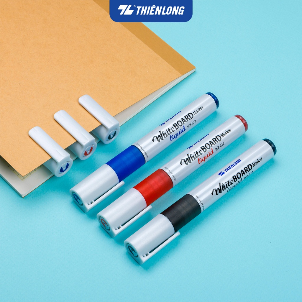 Hộp 12 Bút lông bảng Thiên Long WB-022 - Whiteboard Marker Liquid - đầu 2.5 mm, chống lăn, dễ xóa