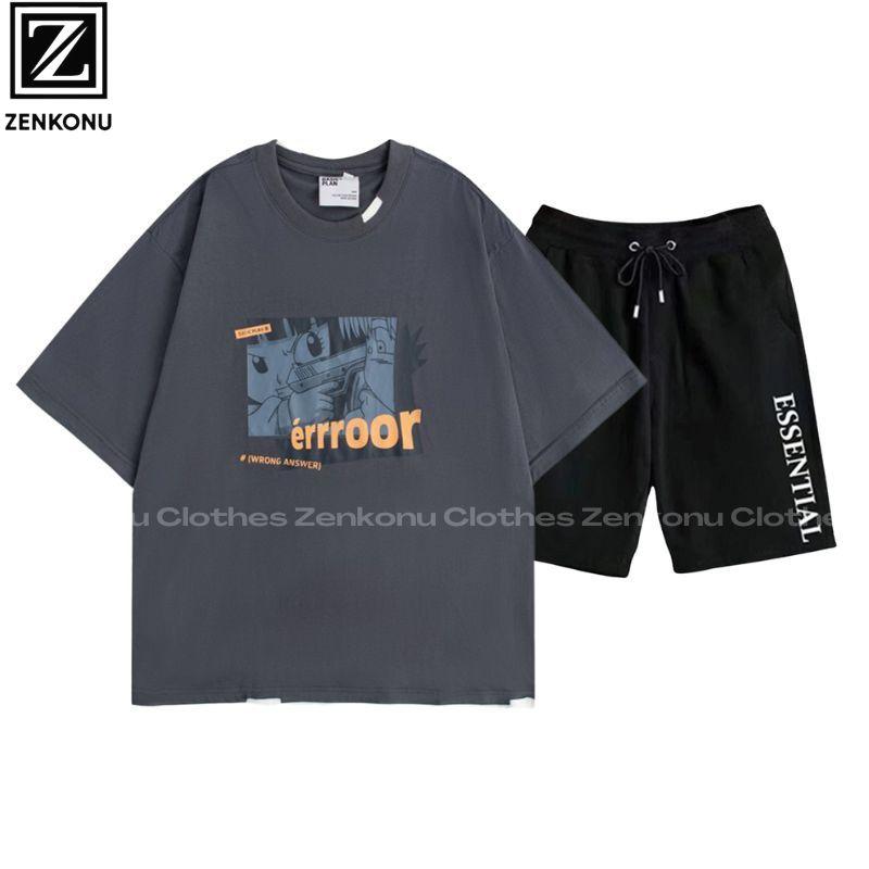 Bộ Đồ Nam Mùa Hè Áo Thun Tay Lỡ In Hình Errroor Phối Quần Short In Chữ Thời Trang Zenkonu TOP NAM 257 + SHORT NAM 043