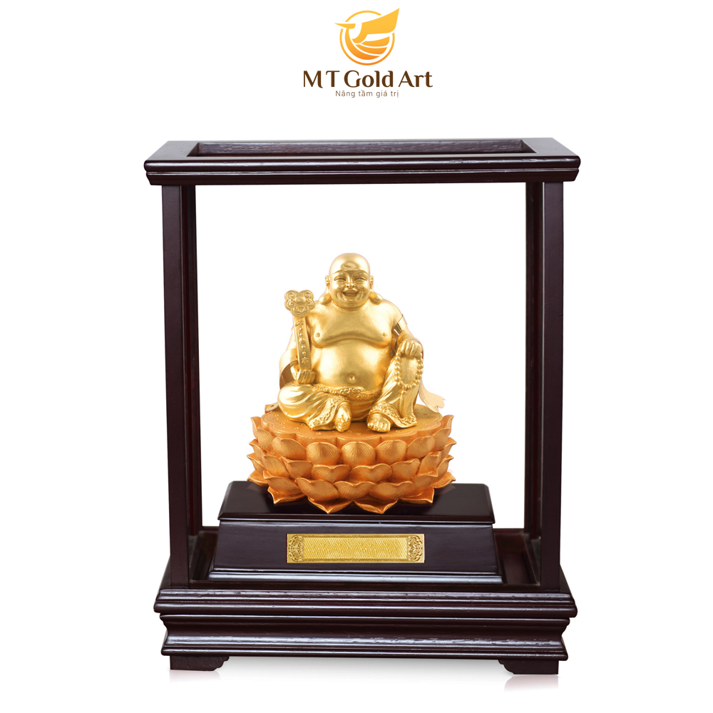 Tượng phật di lặc dát vàng 24k MT Gold Art- Hàng chính hãng, trang trí nhà cửa, phòng làm việc, quà tặng sếp, đối tác, khách hàng, tân gia, khai trương