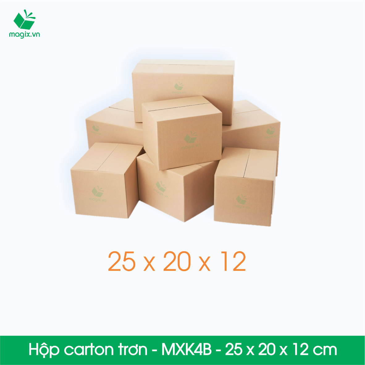 MXK4B - 25x20x12 cm - 20 Thùng hộp carton trơn đóng hàng