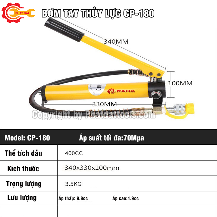 Bơm tay thủy lực PADA CP180 - Bộ nguồn thủy lực PADA CP180