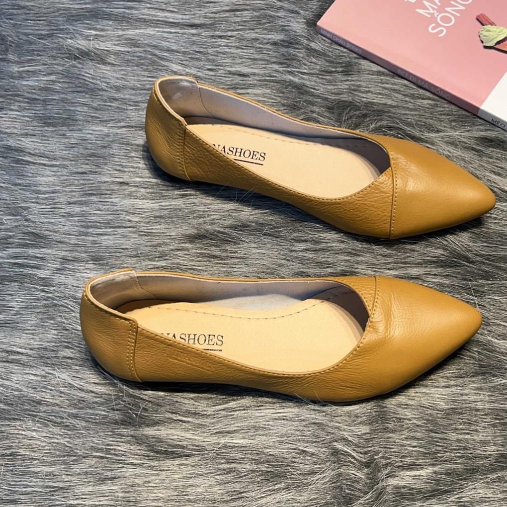 Hàng chất lượng Giày bệt nữ mũi nhọn da bò mềm êm chân LUNASHOES (1065) cao cấp dễ đi kiểu Hàn quốc nhiều màu (BH 24TH)