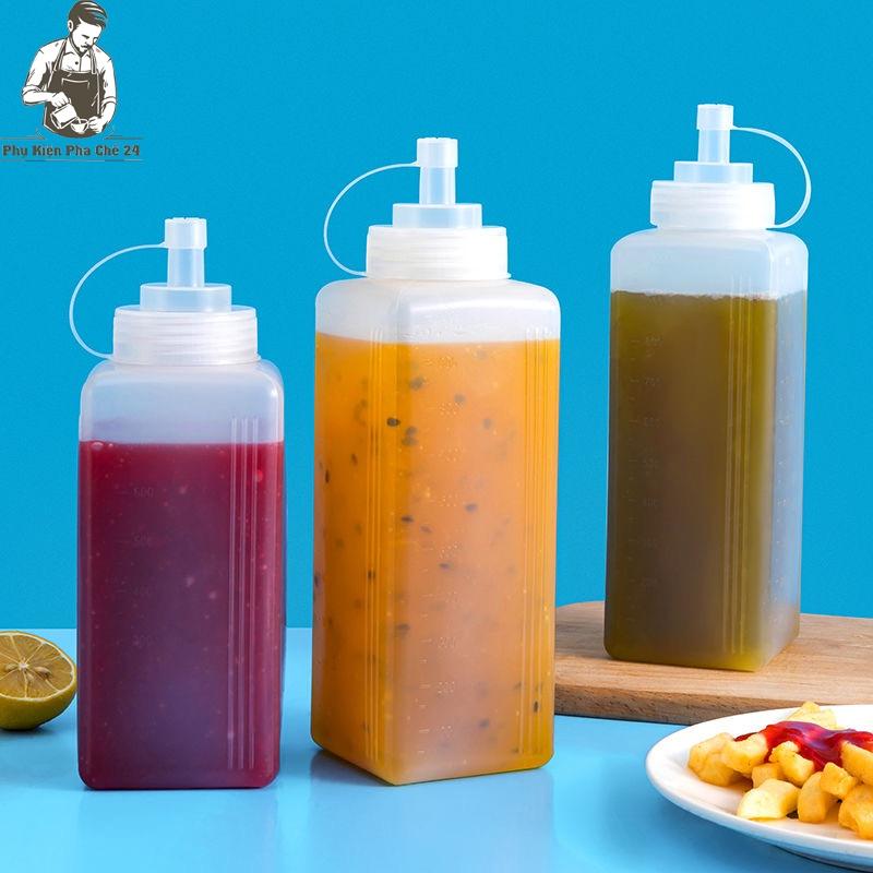 Chai Nhựa Đựng Sốt/Mứt Có Nắp. Dung tích 600ml/800ml/1000ml - Dụng Cụ Pha Chế Tiện Ích