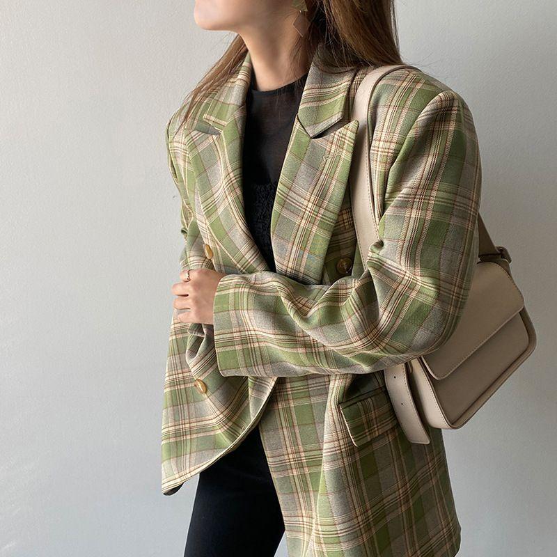 ÁO KHOÁC BLAZER CARO PHONG CÁCH VINTAGE FREE SIZE