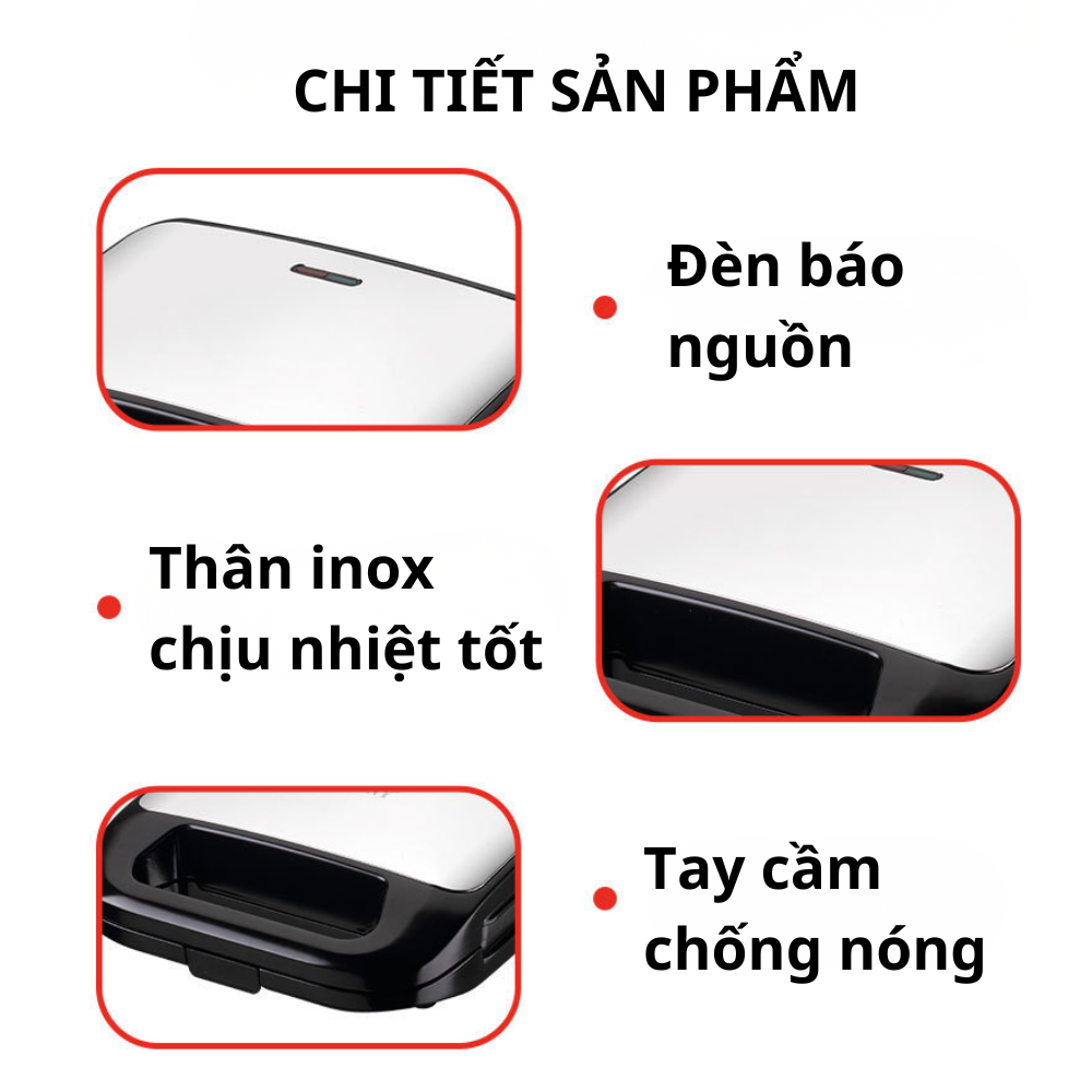 Máy kẹp nướng bánh mì Lumabella LB-58055 đa năng 10IN1, công suất cao 800W, khay nướng chống dính tháo rời, tiện dụng, dễ dùng - DELIYA - HÀNG CHÍNH HÃNG