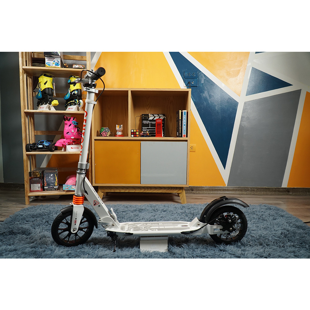 Xe Scooter QEA5D + lo xo giảm xóc + chịu được trọng tải 100kg - Trắng