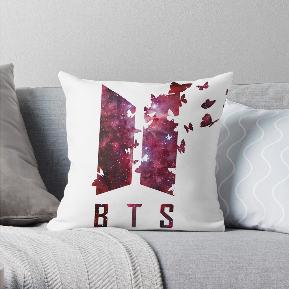 Gối vuông BTS in Logo họa tiết cánh bướm