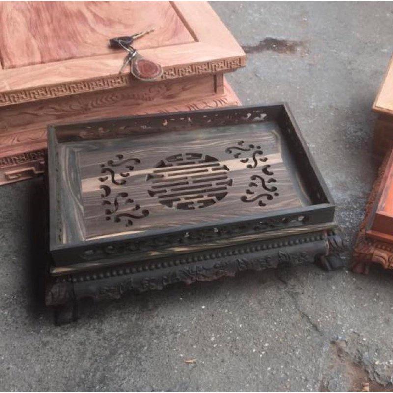 Khay trà chân quỳ gỗ mun sang trọng
