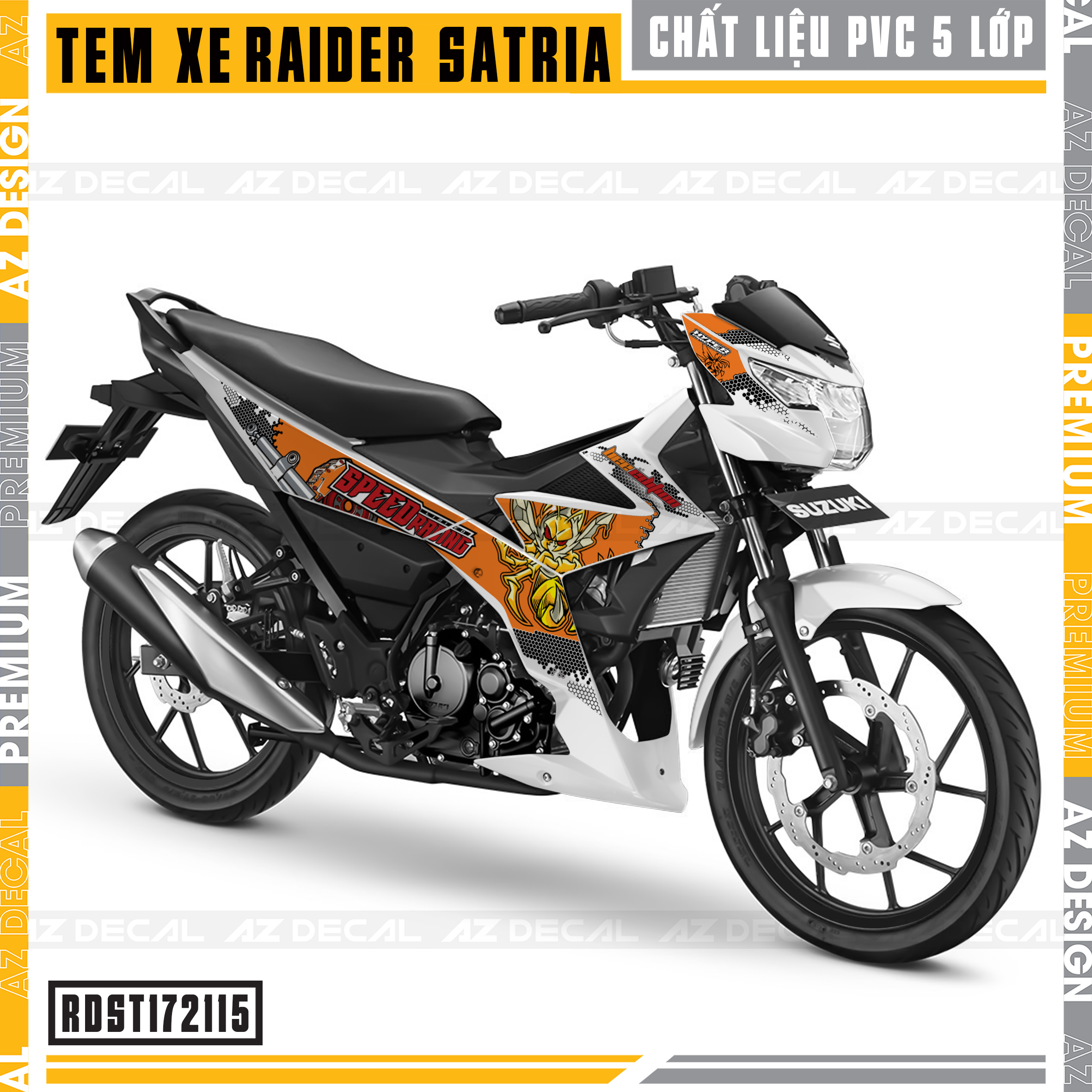 Tem Rời Xe Suzuki Raider - Satria Mẫu SPeed Racing | RDST172115 | Chất Liệu Decal PVC Chống Nước, Đa Dạng Màu Tem Cho Xe