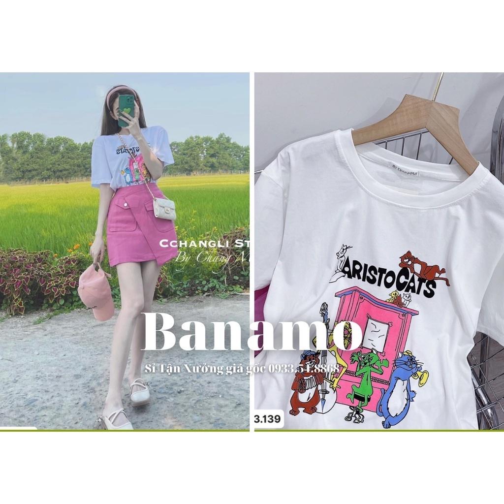 Áo thun nữ unisex aristocats thời trang Banamo fashion áo thun aristocats 3127
