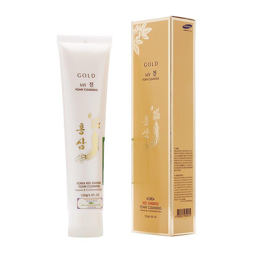 Sữa rửa mặt sâm vàng My Gold Gingseng Cleansing Foam chống lão hóa trắng da Hàn Quốc 120g - Hàng Chính Hãng