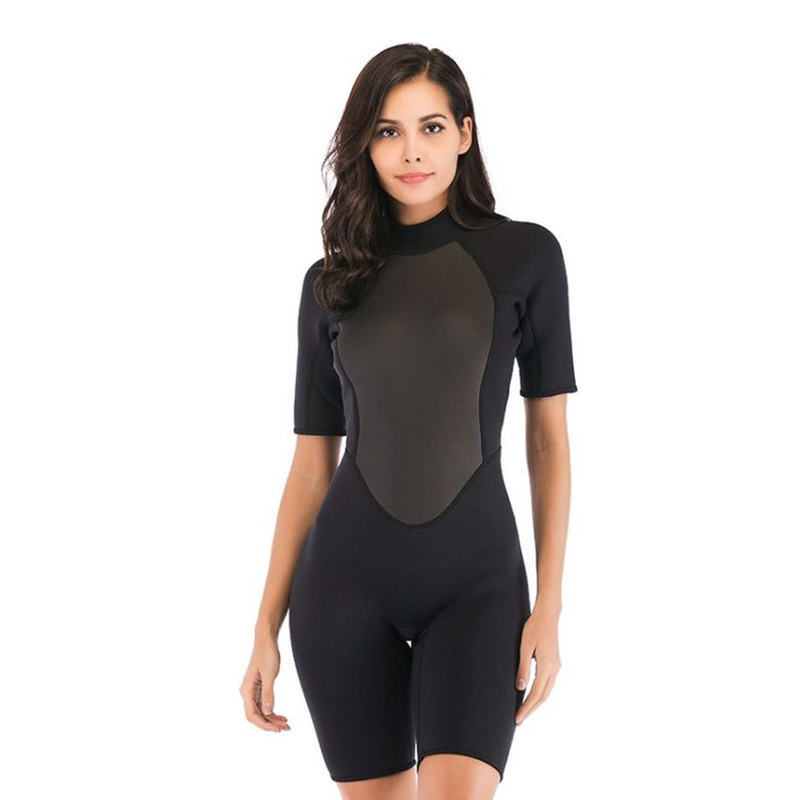Women's Snorkeling Suit Short Sleeve One Piece 3mm Neoprene Wetsuit Thick Swim Surf Suit
