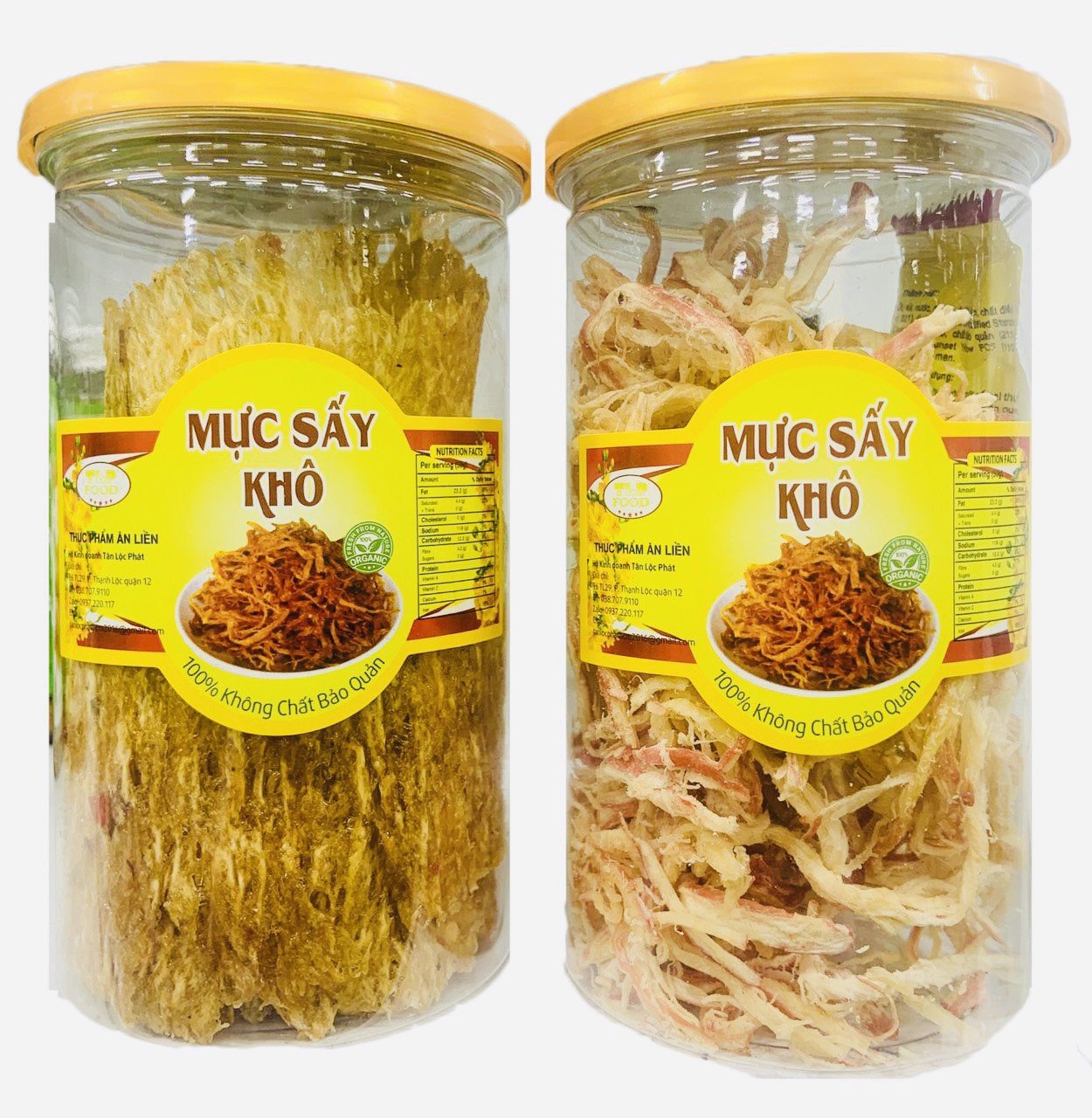MỰC SẤY KHÔ TẨM VỊ VÀ MỰC SẤY KHÔ XÉ SỢI - MỖI HŨ 200G