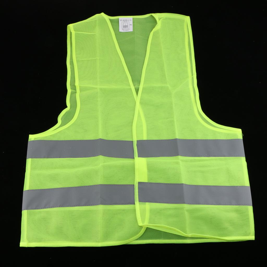 High Visibility Neon Green Safety Vest Hi Vis Reflective Jacket Large Size