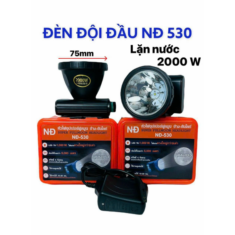 Đèn đội đầu chống nước siêu sáng , lặn sâu 50m S320 / S530 , công suất 1000w / 2000w