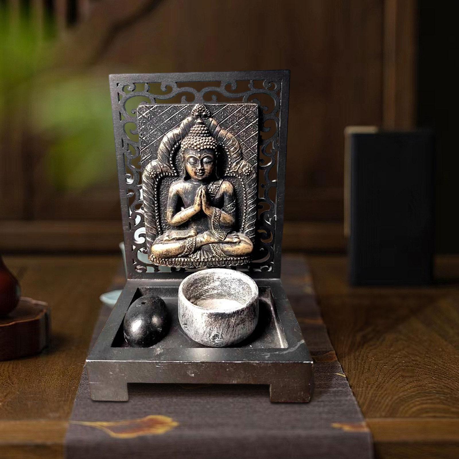 Tealight Candle Holder Buddha Tea Light Holders Desk Candle Stand for Cabinet Decor