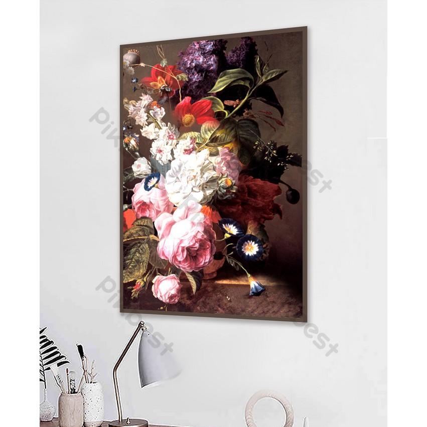 Tranh dán tường Tranh giả sơn dầu bình hoa yên bình ấm áp, Tranh dán tường 3d hiện đại MS884882
