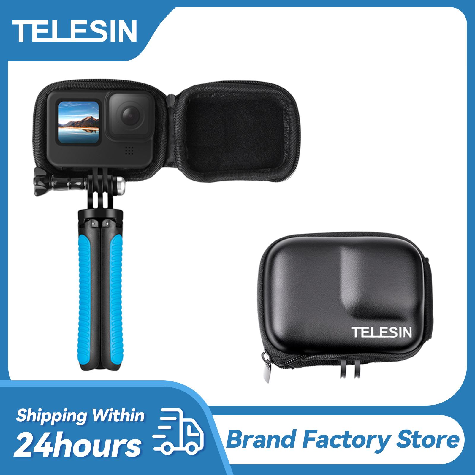 TELESIN Mini EVA Túi Bảo Vệ Cho GoPro Hero 11 10 9 Đen Camera Hành Động Hộp Chống Nước Mount Go Pro Phụ Kiện