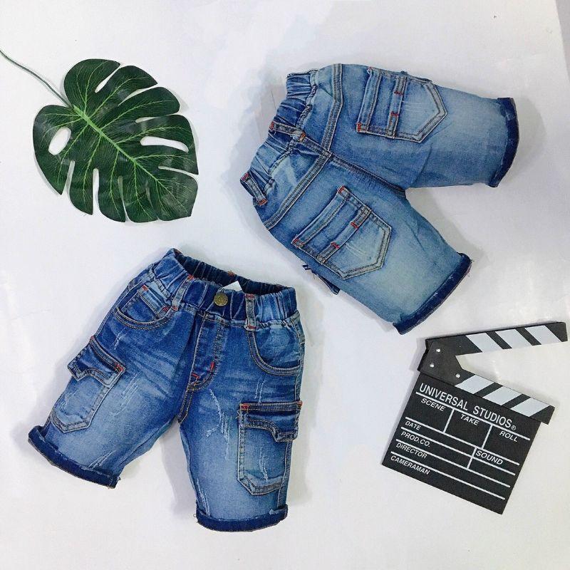 Quần short jean lưng thun cho bé trai q007 (size nhí - đại)