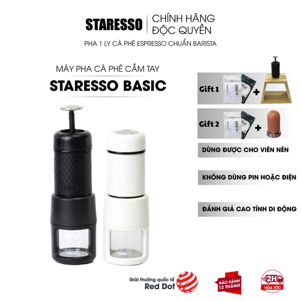 Máy pha cà phê cầm tay Staresso Basic 2021,nhỏ gọn dành cho dân văn phòng, du lịch - Hàng chính hãng