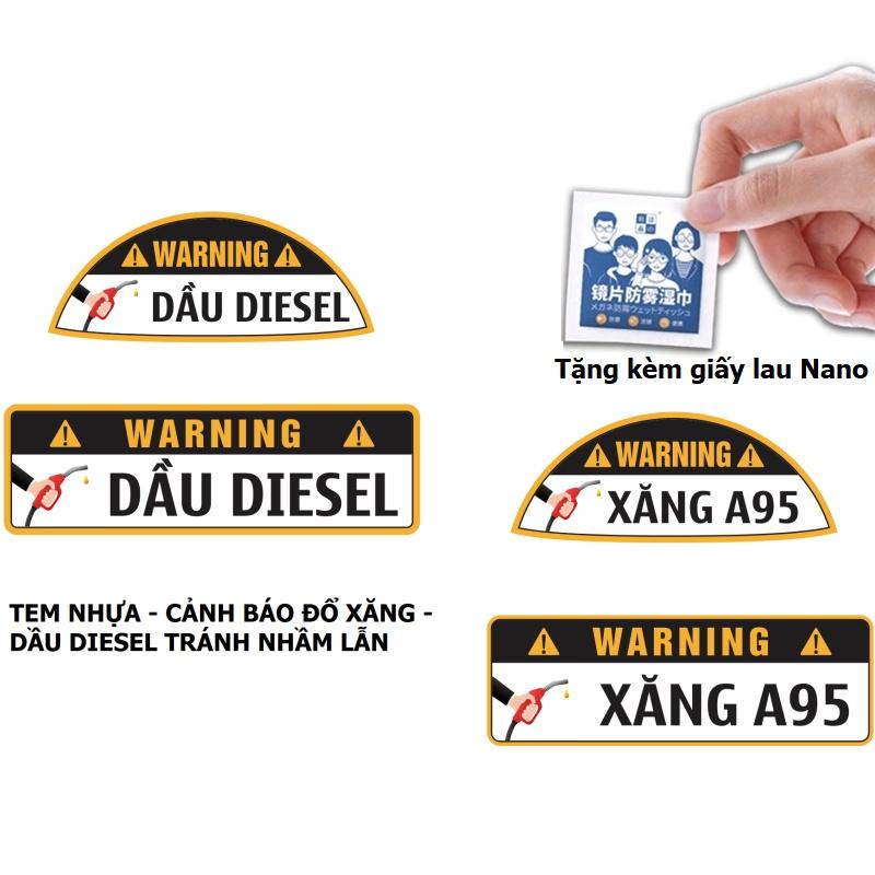 Tem Nhựa Dán Cảnh Báo Đổ Dầu Diesel - Đổ Xăng A95 Cho Xe Ôtô, An Toàn Khi Đổ Xăng, Tránh Nhầm Lẫn. Kingler 9100
