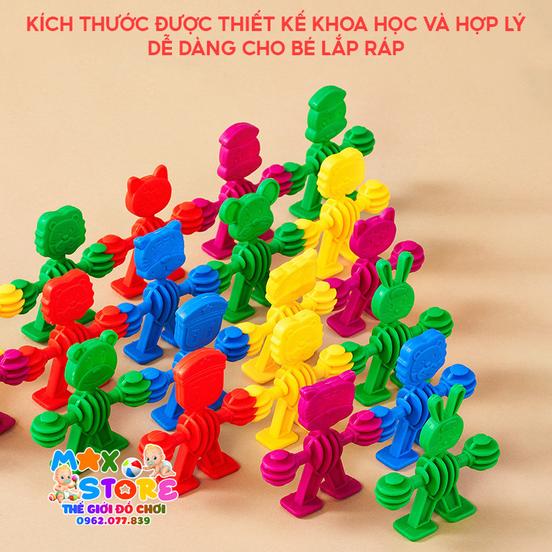 Túi Lắp Ghép Hình Người, Mặt Gấu, Siêu Nhân Cho Bé Phát Triển Trí Thông Minh