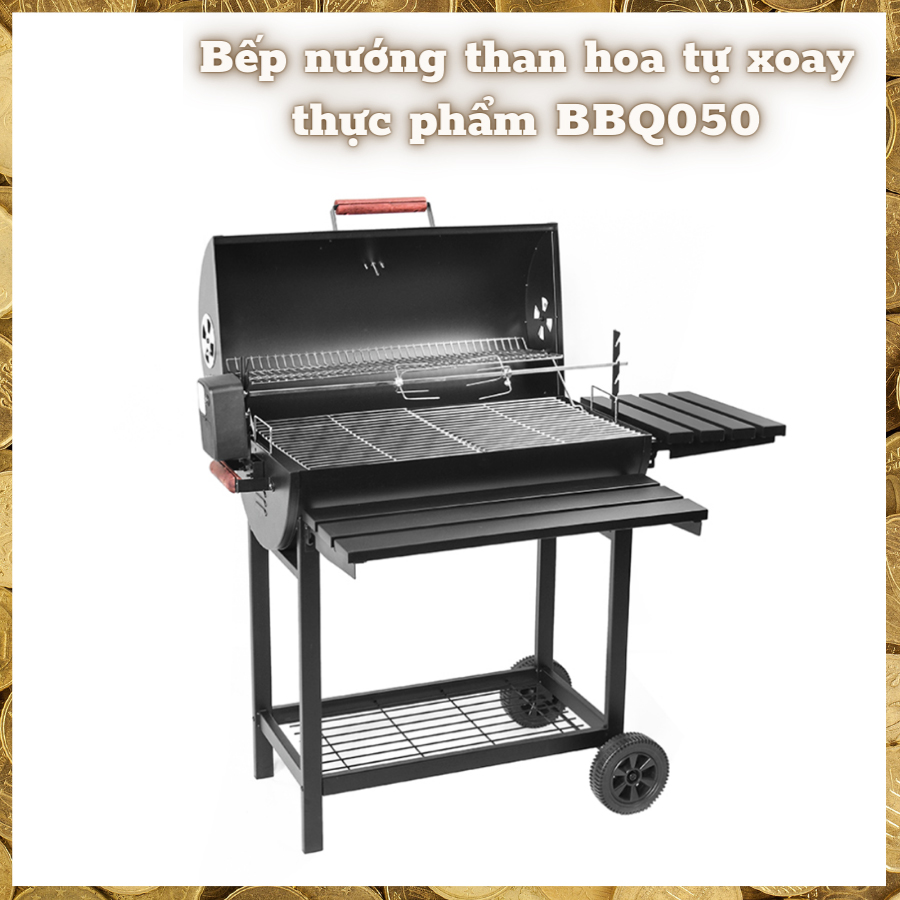 Bếp nướng than ngoài trời BBQ050, có motor xoay thực phẩm, dùng gia đình, du lịch, kinh doanh nướng