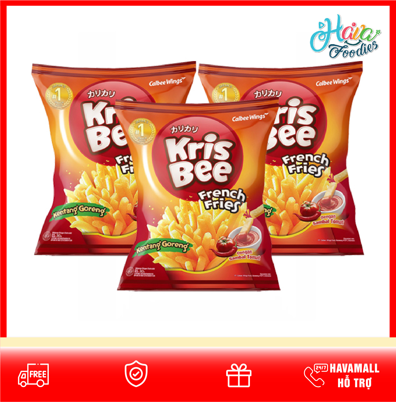 Combo 3 Gói Snack Khoai Tây Kris Bee 30gr - French Fries Snack Kris Bee