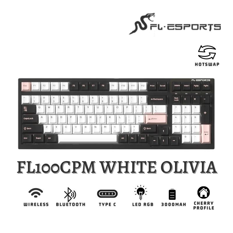 Hình ảnh Bàn phím cơ FL-Esports FL100CPM Sakura Pink/White Olivia/Marsmallow - Hàng chính hãng