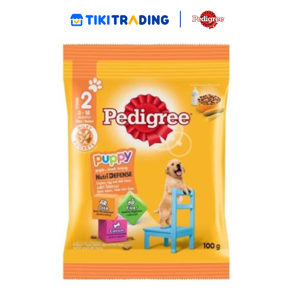 Hạt khô Pedigree 100g cho chó con Vị Gà &amp; Trứng