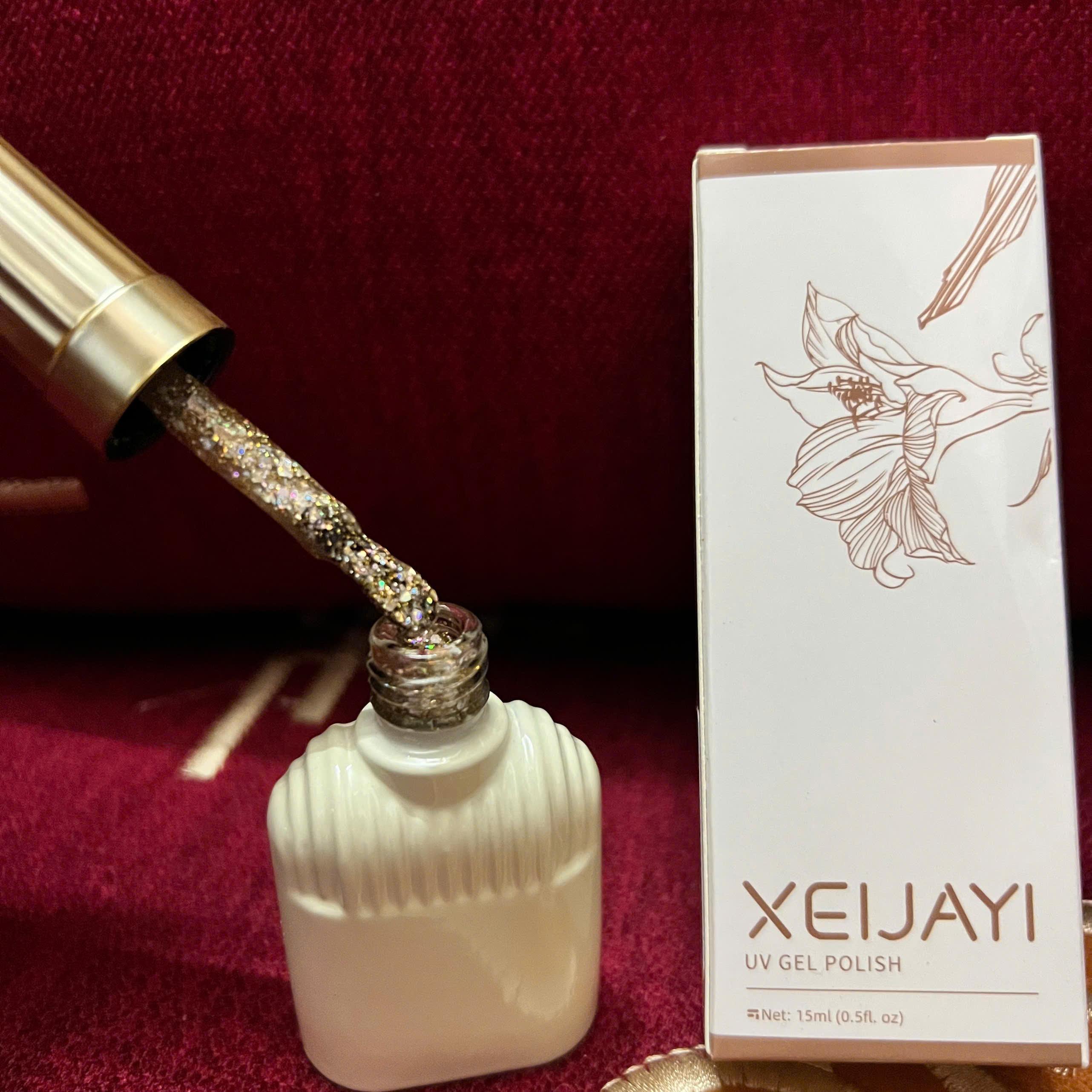 Sơn Gel Nhũ Kim Tuyến Vàng Bạc XEIJAYI Siêu Sáng Làm Nail, Hạt Nhũ Loại 1 Bắt Sáng Lấp Lánh 15ml, Chất Sơn Đậm Đặc Cho Móng Lộng Lẫy Nữ Women