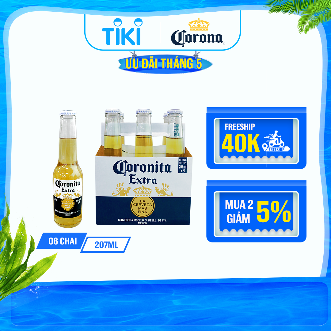 Lốc 6 Chai Bia Coronita Extra Nhập Khẩu (207ml/chai)