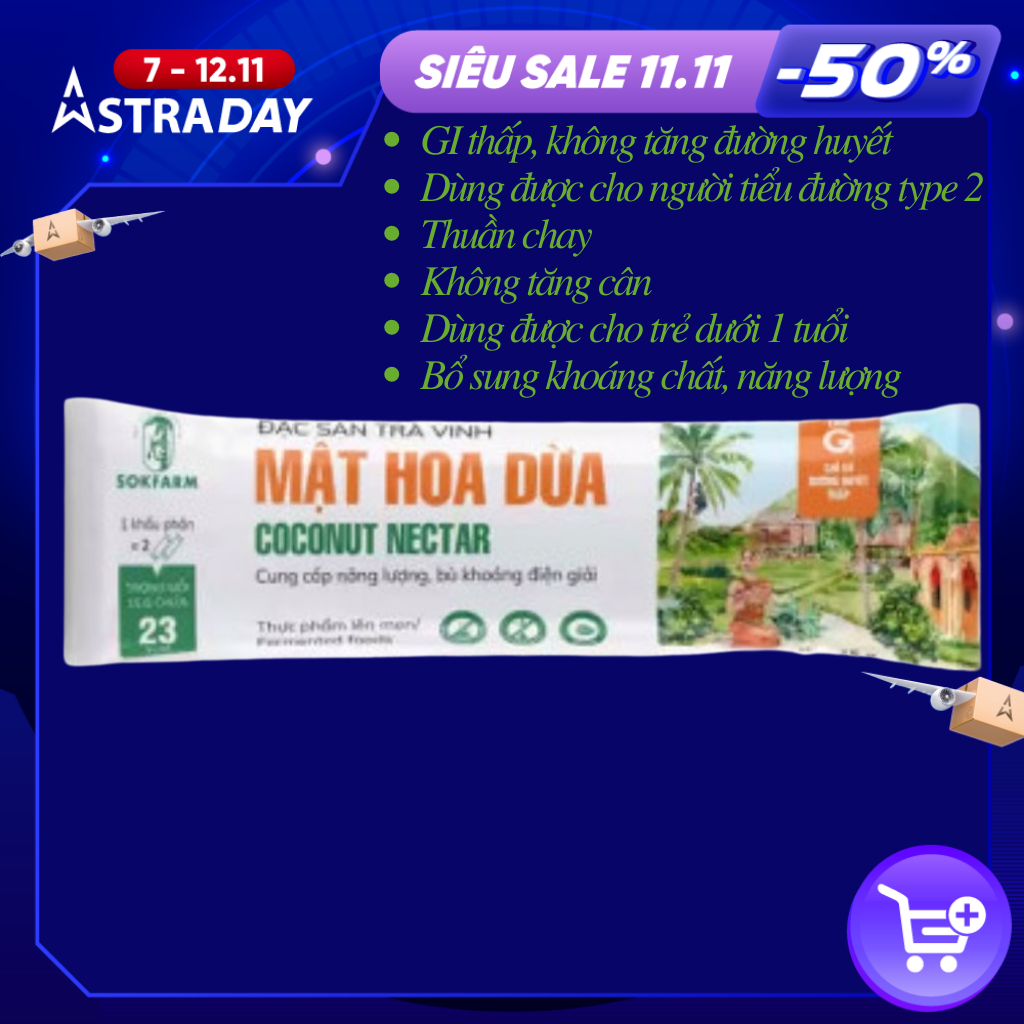 Mật hoa dừa cô đặc Sokfarm dạng tuýp - Hành trang tiện lợi, nạp năng lượng tức thời, thay thế bữa ăn nhẹ không lo tăng cân, dùng được cho người tiểu đường