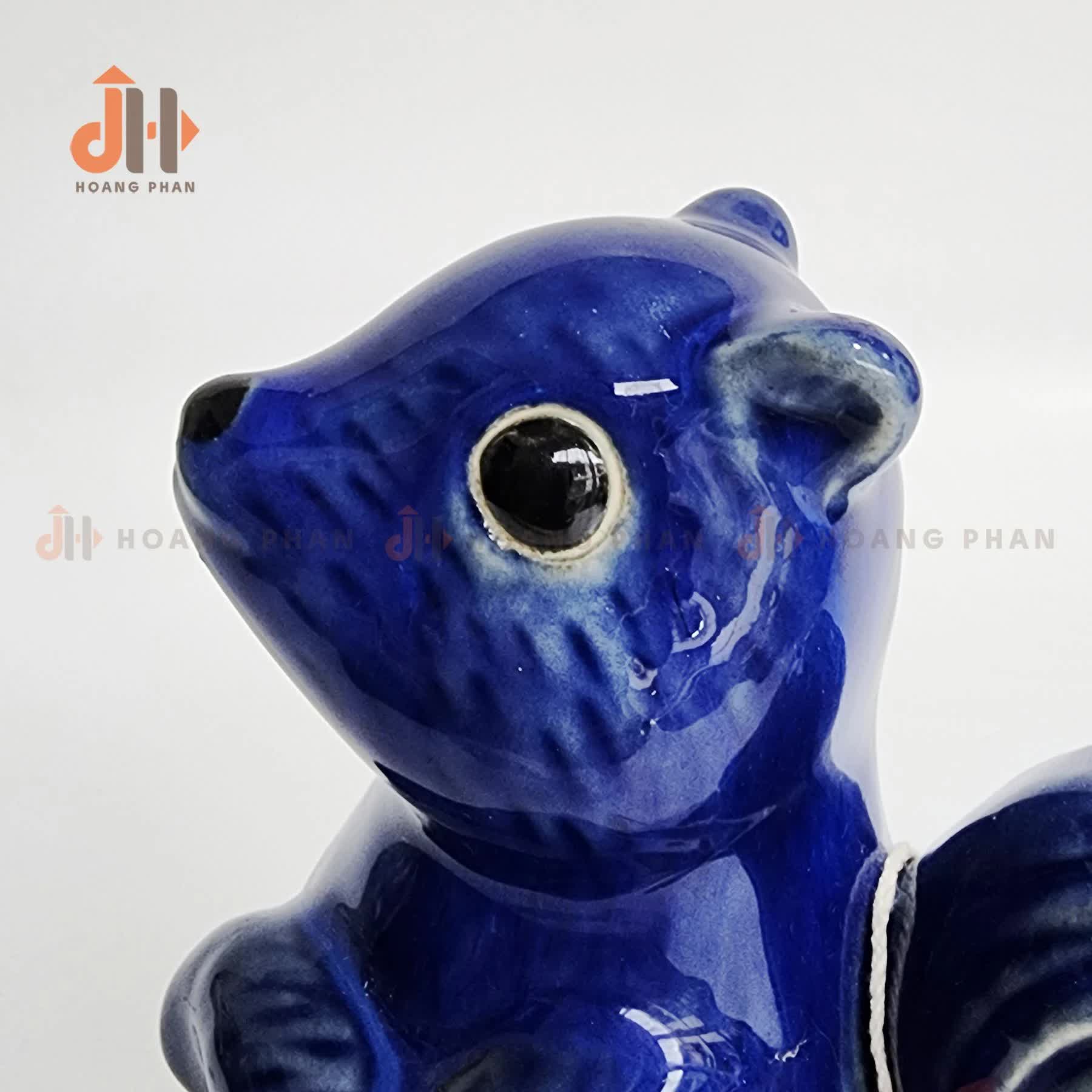 Sóc gốm lam trang trí tiểu cảnh