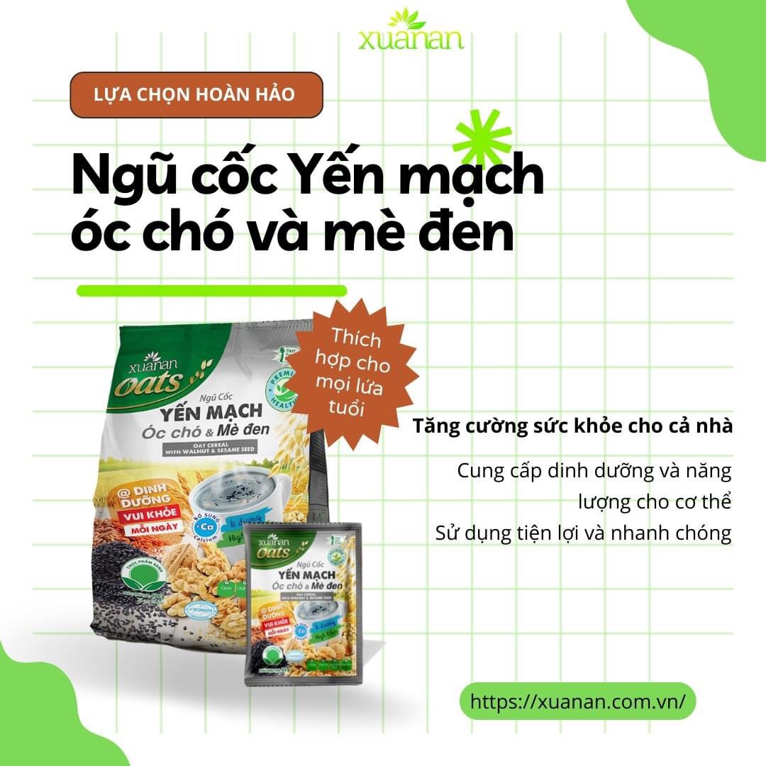 Combo 11 Túi Ngũ Cốc Yến Mạch, Óc Chó Và Mè Đen Xuân An 400G