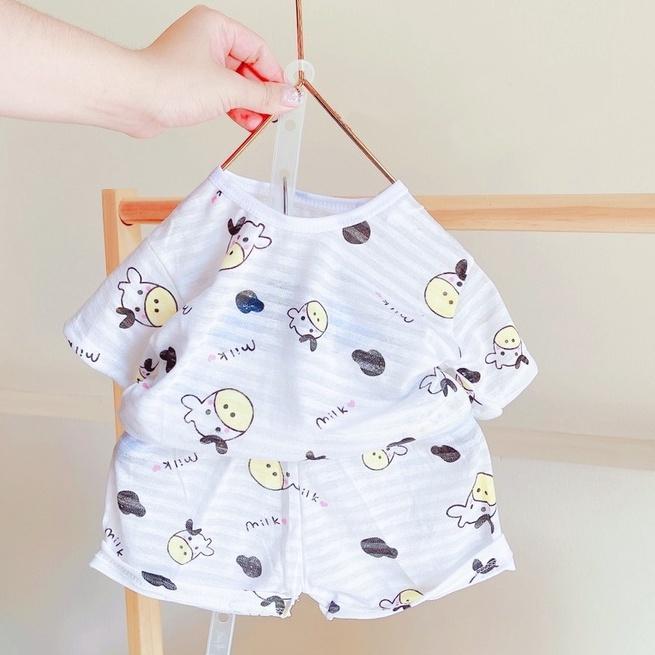 Bộ Cộc Tay Cotton Sợi Tre Loại Mềm Mịn Cho Bé 7-11kg (QATE004)