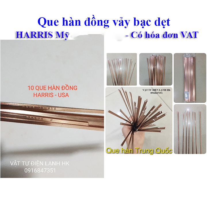 1 Que hàn đồng bạc Harris USA Mỹ - Qixing TQ - Que hàn ống đồng vảy bạc