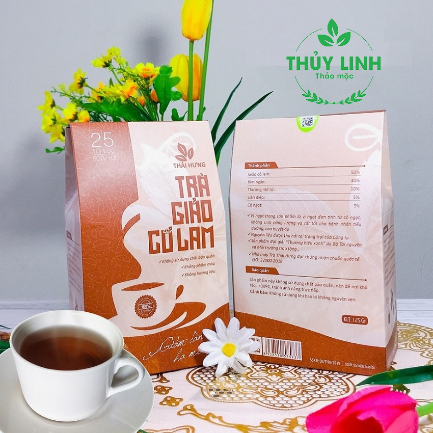 Combo 8 túi Trà Giảo cổ lam Thái Hưng - Giảm cân, hạ mỡ máu 25 túi lọc x 5g