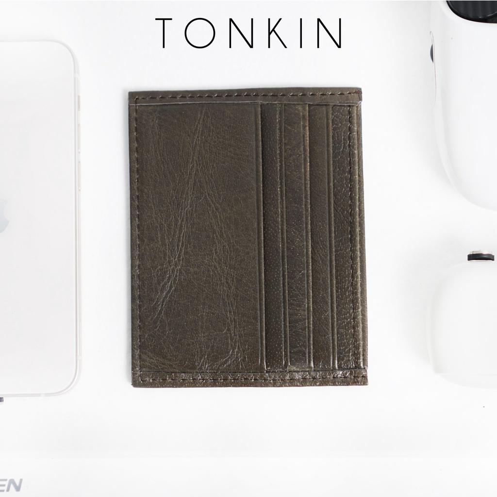 Ví Cardholder nam da bò cầm tay nhiều ngăn, bóp nam da thật cao cấp nhiều màu unisex thương hiệu TONKIN